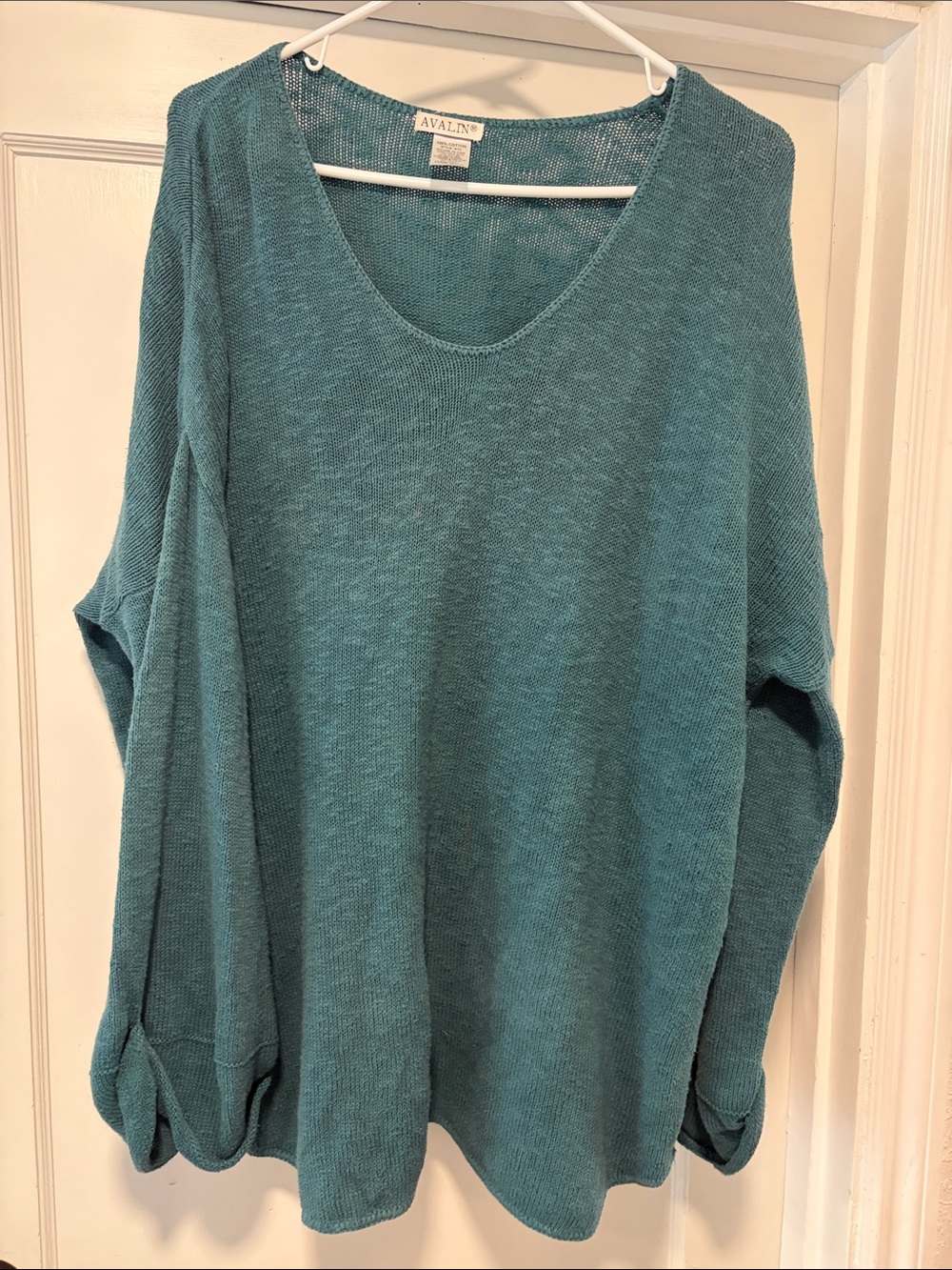 Avalin Teal Scoop-Neck Lightweight Pullover Sweater